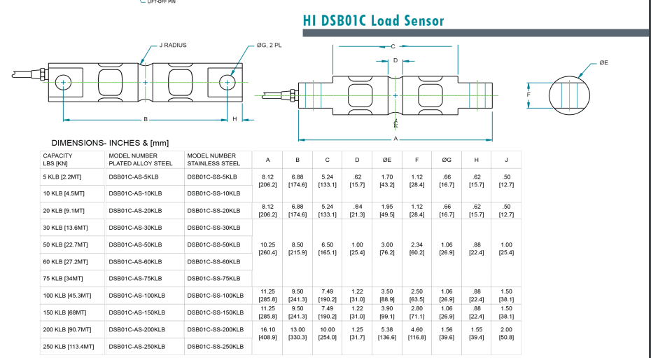 DSB01C-250klb稱重傳感器