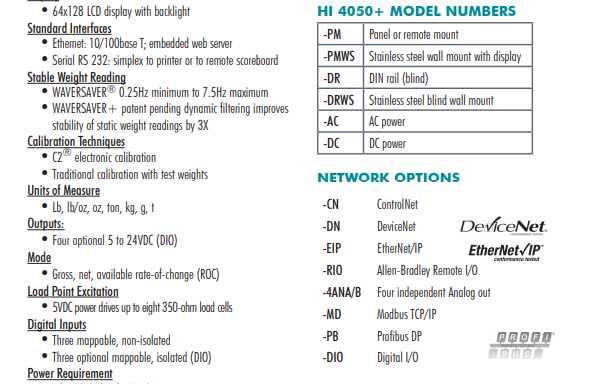 HI 4050稱重顯示控制器