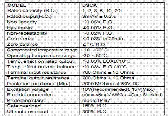 DSCK-3tf,DSCK-3tf稱重傳感器技術(shù)參數(shù)圖 